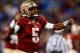 CHARLOTTE, NC - DECEMBER 07: Quarterback Jameis Winston #5 of the Florida State Seminoles reacts against the Duke Blue Devils during the ACC Championship game at Bank of America Stadium on December 7, 2013 in Charlotte, North Carolina. (Photo by Streeter Lecka/Getty Images)