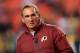 LANDOVER, MD - NOVEMBER 25: Head coach Mike Shanahan of the Washington Redskins watches his team warm up before the start of their game against the San Francisco 49ers at FedExField on November 25, 2013 in Landover, Maryland. (Photo by Rob Carr/Getty Images)