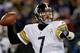 BALTIMORE, MD - NOVEMBER 28: Quarterback Ben Roethlisberger #7 of the Pittsburgh Steelers throws a pass against the Baltimore Ravens at M&T Bank Stadium on November 28, 2013 in Baltimore, Maryland. The Baltimore Ravens won, 22-20. (Photo by Patrick Smith/Getty Images)