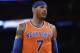 Dec 8, 2013; New York, NY, USA; New York Knicks small forward Carmelo Anthony (7) looks on against the Boston Celtics during the second half at Madison Square Garden. The Celtics won the game 114-73. Mandatory Credit: Joe Camporeale-USA TODAY Sports