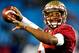 CHARLOTTE, NC - DECEMBER 07: Quarterback Jameis Winston #5 of the Florida State Seminoles warms up before the ACC Championship game against the Duke Blue Devils at Bank of America Stadium on December 7, 2013 in Charlotte, North Carolina. (Photo by Grant Halverson/Getty Images)