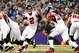 Aug 15, 2013; Baltimore, MD, USA; Atlanta Falcons quarterback Matt Ryan (2) hands the ball off to running back Steven Jackson (39) in the first quarter against the Baltimore Ravens at M&T Bank Stadium. Mandatory Credit: Evan Habeeb-USA TODAY Sports
