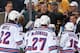 NASHVILLE, TN - NOVEMBER 23: Alain Vigneault of the New York Rangers coaches players during a timeout against the Nashville Predators at Bridgestone Arena on November 23, 2013 in Nashville, Tennessee. (Photo by John Russell/NHLI via Getty Images)