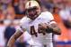 Nov 30, 2013; Syracuse, NY, USA; Boston College Eagles running back Andre Williams (44) runs around the end during the first quarter of a game against the Syracuse Orange at the Carrier Dome.Syracuse won the game 34-31. Mandatory Credit: Mark Konezny-USA TODAY Sports