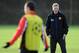MANCHESTER, ENGLAND - DECEMBER 09: Manchester United manager David Moyes looks on during a first team training session, ahead of their UEFA Champions League Group A match against Shakhtar Donetsk, at Aon Training Complex on December 09, 2013 in Manchester, England. (Photo by Chris Brunskill/Getty Images)