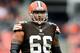 Dec 1, 2013; Cleveland, OH, USA; Cleveland Browns guard Shawn Lauvao (66) against the Jacksonville Jaguars at FirstEnergy Stadium. Mandatory Credit: Andrew Weber-USA TODAY Sports