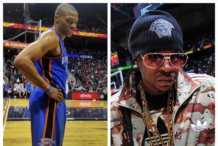 Rapper 2 Chainz Snaps Courtside Photo of Russell Westbrook at Thunder-Hawks