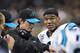 NEW ORLEANS, LA - DECEMBER 8: Quarterbacks Coach Ken Dorsey and Cam Newton #1 of the Carolina Panthers talk on the sidelines during a game against the New Orleans Saints at Mercedes-Benz Superdome on December 8, 2013 in New Orleans, Louisiana. The Saints defeated the Panthers 31-13. (Photo by Wesley Hitt/Getty Images)