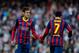 BARCELONA, SPAIN - NOVEMBER 23: Neymar (L) of FC Barcelona shakes hand with his teammate Pedro Rodriguez during the La Liga match between FC Barcelona and Granda CF at Camp Nou on November 23, 2013 in Barcelona, Spain. (Photo by David Ramos/Getty Images)