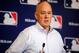 Dec 11, 2013; Orlando, FL, USA; New York Mets general manager Sandy Alderson announces that the MLB rules committee approved a change eliminating collisions at home plate during the MLB Winter Meetings at the Walt Disney World Swan and Dolphin Resort. The proposed rule change goes to the owners and the MLB Players association for approval. Mandatory Credit: David Manning-USA TODAY Sports