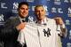 NEW YORK, NY - DECEMBER 13: (L-R) Centerfielder Jacoby Ellsbury and New York Yankees Manager Joe Girardi stand for a photo during Ellsbury's introductory press conference at Yankee Stadium on December 13, 2013 in the Bronx borough of New York City. (Photo by Maddie Meyer/Getty Images)