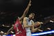 LONDON, ENGLAND - MAY 12: Nikola Mirotic of Real Madrid tussles with Kyle Hines of Olympiacos Piraeus during the Turkish Airlines EuroLeague Final Four final between Olympiacos Piraeus and Real Madrid at the O2 Arena on May 12, 2013 in London, England. (Photo by Jamie McDonald/Getty Images)