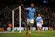 MANCHESTER, ENGLAND - DECEMBER 14: Fernandinho of Manchester City celebrates scoring their fifth goal past Wojciech Szczesny of Arsenal during the Barclays Premier League match between Manchester City and Arsenal at Etihad Stadium on December 14, 2013 in Manchester, England. (Photo by Richard Heathcote/Getty Images)