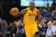 Dec 13, 2013; Oklahoma City, OK, USA; Los Angeles Lakers shooting guard Kobe Bryant (24) dribbles the ball against the Oklahoma City Thunder during the second quarter at Chesapeake Energy Arena. Mandatory Credit: Mark D. Smith-USA TODAY Sports
