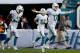 Dec 15, 2013; Miami Gardens, FL, USA: Miami Dolphins quarterback Ryan Tannehill (17) reacts after a touchdown pass in the fourth quarter against the New England Patriots at Sun Life Stadium. The Dolphins won 24-20. Mandatory Credit: Robert Mayer-USA TODAY Sports