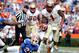 GAINESVILLE, FL - NOVEMBER 30: Kelvin Benjamin #1 of the Florida State Seminoles runs for a touchdown during the game against the Florida Gators on November 30, 2013 in Gainesville, Florida. (Photo by Sam Greenwood/Getty Images)
