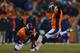 DENVER, CO - DECEMBER 12: Place kicker Matt Prater #5 of the Denver Broncos kicks a 42-yard field goal on a hold by Britton Colquitt #4 during the fourth quarter against the San Diego Chargers at Sports Authority Field Field at Mile High on December 12, 2013 in Denver, Colorado. The Chargers defeated the Broncos 27-20. (Photo by Justin Edmonds/Getty Images)