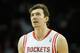 HOUSTON, TX - NOVEMBER 27: Omer Asik #3 of the Houston Rockets walks up the court during the game against the Atlanta Hawks at Toyota Center on November 27, 2013 in Houston, Texas. NOTE TO USER: User expressly acknowledges and agrees that, by downloading and or using this photograph, User is consenting to the terms and conditions of the Getty Images License Agreement. (Photo by Scott Halleran/Getty Images)