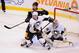 BOSTON, MA - DECEMBER 7: Jarome Iginla #12 of the Boston Bruins watches the play against Matt Niskanen #2 and Marc-Andre Fleury #29 of the Pittsburgh Penguins at the TD Garden on December 7, 2013 in Boston, Massachusetts. (Photo by Steve Babineau/NHLI via Getty Images)
