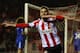SUNDERLAND, ENGLAND - DECEMBER 17: Fabio Borini of Sunderland celebrates as he scores their first goal during the Capital One Cup Quarter-Final match between Sunderland and Chelsea at Stadium of Light on December 17, 2013 in Sunderland, England. (Photo by Jan Kruger/Getty Images)