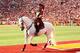 LOS ANGELES, CA - NOVEMBER 10: USC mascot Traveler performs during the game between the USC Trojans and the Arizona State Sun Devils at the Los Angeles Memorial Coliseum on November 10, 2012 in Los Angeles, California. USC won 38-17. (Photo by Stephen Dunn/Getty Images)