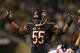 CHICAGO, IL - OCTOBER 10: Lance Briggs #55 of the Chicago Bears encourages the crowd to cheer during a game against the New York Giants at Soldier Field on October 10, 2013 in Chicago, Illinois. The Bears defeated the Giants 27-21. (Photo by Jonathan Daniel/Getty Images)
