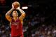 MIAMI, FL - DECEMBER 03: Michael Beasley #8 of the Miami Heat shoots a free throw during a game against the Detroit Pistons at American Airlines Arena on December 3, 2013 in Miami, Florida. NOTE TO USER: User expressly acknowledges and agrees that, by downloading and/or using this photograph, user is consenting to the terms and conditions of the Getty Images License Agreement. Mandatory copyright notice: (Photo by Mike Ehrmann/Getty Images)