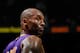 ATLANTA, GA - DECEMBER 16: Kobe Bryant #24 of the Los Angeles Lakers looks on during free throws in the final mintues of their 114-100 loss to the Atlanta Hawks at Philips Arena on December 16, 2013 in Atlanta, Georgia. NOTE TO USER: User expressly acknowledges and agrees that, by downloading and or using this photograph, User is consenting to the terms and conditions of the Getty Images License Agreement. (Photo by Kevin C. Cox/Getty Images)