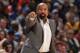 DENVER, CO - NOVEMBER 29: Mike Woodson, Head Coach of the New York Knicks directs his team drives to the basket against the Denver Nuggets on November 29, 2013 at the Pepsi Center in Denver, Colorado. NOTE TO USER: User expressly acknowledges and agrees that, by downloading and/or using this Photograph, user is consenting to the terms and conditions of the Getty Images License Agreement. Mandatory Copyright Notice: Copyright 2013 NBAE (Photo by Garrett W. Ellwood/NBAE via Getty Images)