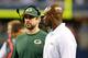 ARLINGTON, TX - DECEMBER 15: Quarterback Aaron Rodgers #12 of the Green Bay Packers looks on from the sideline during a game against the Dallas Cowboys at AT&T Stadium on December 15, 2013 in Arlington, Texas. (Photo by Ronald Martinez/Getty Images)