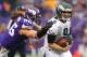 MINNEAPOLIS, MN - DECEMBER 15: Brian Robison #96 of the Minnesota Vikings tries to sack Nick Foles #9 of the Philadelphia Eagles on December 15, 2013 at Mall of America Field at the Hubert H. Humphrey Metrodome in Minneapolis, Minnesota. (Photo by Adam Bettcher/Getty Images)