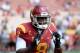 LOS ANGELES, CA - SEPTEMBER 21: Marqise Lee #9 of the USC Trojans warms up before the game against the Utah State Aggies at the Los Angeles Memorial Coliseum on September 21, 2013 in Los Angeles, California. (Photo by Harry How/Getty Images)