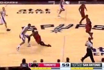 Tim Duncan Crosses Amir Johnson off His Feet