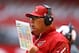 Dec 8, 2013; Phoenix, AZ, USA; Arizona Cardinals head coach Bruce Arians on the sidelines in the first quarter against the St. Louis Rams at University of Phoenix Stadium. Mandatory Credit: Mark J. Rebilas-USA TODAY Sports