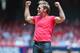 May 19, 2013; St. Louis, MO, USA; WWF personality Chris Jericho reacts after throwing out a first pitch before the St. Louis Cardinals play the Milwaukee Brewers at Busch Stadium. St. Louis defeated Milwaukee 4-2. Mandatory Credit: Jeff Curry-USA TODAY Sports