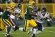 GREEN BAY, WI - NOVEMBER 04: James Starks #44 of the Green Bay Packers is chased by Chris Conte #47 and Charles Tillman #33 of the Chicago Bears at Lambeau Field on November 4, 2013 in Green Bay, Wisconsin. The Bears defeated the Packers 27-20. (Photo by Jonathan Daniel/Getty Images)
