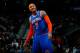 ATLANTA, GA - NOVEMBER 13: Carmelo Anthony #7 of the New York Knicks reacts between free throws against the Atlanta Hawks at Philips Arena on November 13, 2013 in Atlanta, Georgia. NOTE TO USER: User expressly acknowledges and agrees that, by downloading and or using this photograph, User is consenting to the terms and conditions of the Getty Images License Agreement. (Photo by Kevin C. Cox/Getty Images)