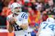 Dec 22, 2013; Kansas City, MO, USA; Indianapolis Colts quarterback Andrew Luck (12) throws a pass during the second half of the game against the Kansas City Chiefs at Arrowhead Stadium. The Colts won 23-7. Mandatory Credit: Denny Medley-USA TODAY Sports