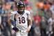 Dec 22, 2013; Houston, TX, USA; Denver Broncos quarterback Peyton Manning (18) smiles against the Houston Texans during the second half at Reliant Stadium. The Broncos won 37-13. Mandatory Credit: Thomas Campbell-USA TODAY Sports