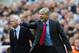 NEWCASTLE UPON TYNE, ENGLAND - MAY 19: Managers Arsene Wenger (R) of Arsenal and Alan Pardew of Newcastle react during the Barclays Premier League match between Newcastle United and Arsenal at St James' Park on May 19, 2013 in Newcastle upon Tyne, England. (Photo by Stu Forster/Getty Images)