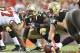 TAMPA, FL - SEPTEMBER 15: Guard Jahri Evans #73 of the New Orleans Saints sets for play against the Tampa Bay Buccaneers September 15, 2013 at Raymond James Stadium in Tampa, Florida. The Saints won 16 - 14. (Photo by Al Messerschmidt/Getty Images)