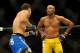 Jul 6, 2013; Las Vegas, NV, USA; Chris Weidman, blue shorts, defeated Anderson Silva (yellow shorts) in the second round with a TKO in their Middleweight Chamionship Bout at the MGM Grand Garden Arena. Mandatory Credit: Jayne Kamin-Oncea-USA TODAY Sports