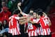 BILBAO, SPAIN - SEPTEMBER 16: Andoni Iraola (C) of Athletic Club celebrates after scoring his team's second goal during the La Liga match between Athletic Club and RC Celta de Vigo at San Mames Stadium on September 16, 2013 in Bilbao, Spain. (Photo by David Ramos/Getty Images)