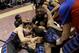 Dec 27, 2013; Evanston, IL, USA; The DePaul Blue Demons celebrate their buzzer beater victory against the Northwestern Wildcats. The DePaul Blue Demons defeated the Norhwestern Wildcats 57-56. Mandatory Credit: David Banks-USA TODAY Sports