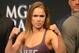 Dec 27, 2013; Las Vegas, NV, USA; Ronda Rousey on stage for the weigh-in for her UFC Women's Bantamweight Title Fight against Misha Tate (not pictured) at MGM Grand Garden Arena. Mandatory Credit: Jayne Kamin-Oncea-USA TODAY Sports
