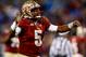 CHARLOTTE, NC - DECEMBER 07: Quarterback Jameis Winston #5 of the Florida State Seminoles reacts against the Duke Blue Devils during the ACC Championship game at Bank of America Stadium on December 7, 2013 in Charlotte, North Carolina. (Photo by Streeter Lecka/Getty Images)