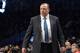 NEW YORK, NY - DECEMBER 25: Tom Thibodeau of the Chicago Bulls reacts to the game action during the second quarter against the Brooklyn Nets at the Barclays Center on December 25, 2013 in the Brooklyn borough of New York City. NOTE TO USER: User expressly acknowledges and agrees that, by downloading and/or using this photograph, user is consenting to the terms and conditions of the Getty Images License Agreement. (Photo by Christopher Pasatieri/Getty Images)