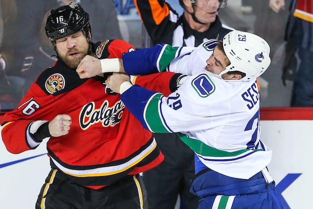 Video: Flames' McGrattan Tossed from Game for Hit on Canucks'Alberts