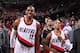 PORTLAND, OR - DECEMBER 21: Damian Lillard #0 and LaMarcus Aldridge #12 of the Portland Trail Blazers smile after the game against the New Orleans Pelicans on December 21, 2013 at the Moda Center Arena in Portland, Oregon. NOTE TO USER: User expressly acknowledges and agrees that, by downloading and or using this photograph, user is consenting to the terms and conditions of the Getty Images License Agreement. Mandatory Copyright Notice: Copyright 2013 NBAE (Photo by Sam Forencich/NBAE via Getty Images)