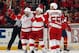 SUNRISE, FL - DECEMBER 28: Henrik Zetterberg #40 of the Detroit Red Wings celebrates his goal with teammate Daniel Alfredsson #11 against the Florida Panthers at the BB&T Center on December 28, 2013 in Sunrise, Florida. (Photo by Eliot J. Schechter/NHLI via Getty Images)